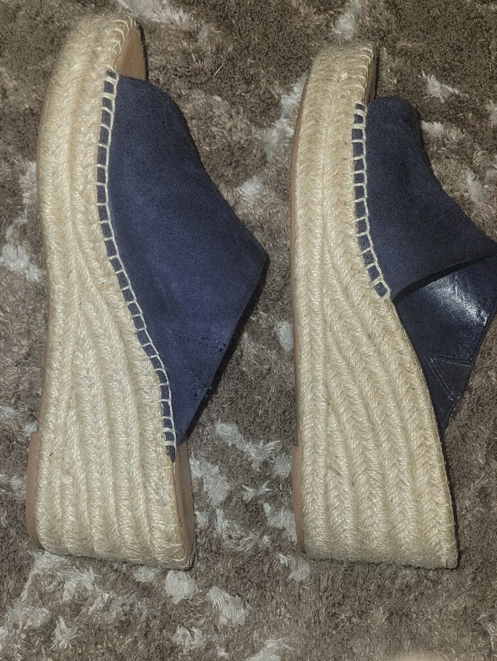 Preston & York Navy Suede Espadrille Wedge Slides